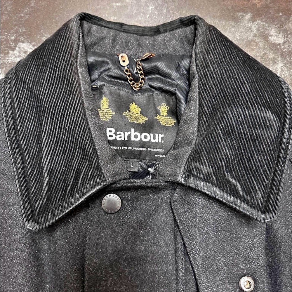 BARBOUR Wool Beaufort Jacket Charcoal Dark Grey Size L Large wool blend